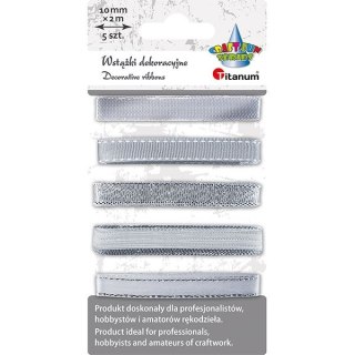 Wstążka Craft-Fun Series 5 wzorów 10x2 [mm x m] srebrna Titanum (709062（silver))