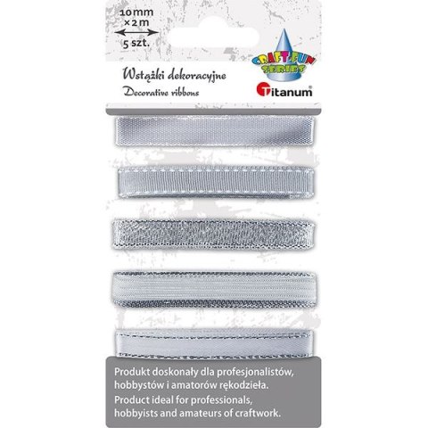 Wstążka Craft-Fun Series 5 wzorów 10x2 [mm x m] srebrna Titanum (709062（silver))