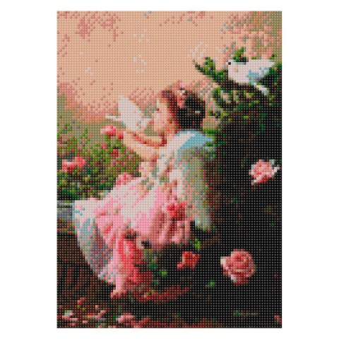 Zestaw kreatywny Diamentowa mozaika 30x40cm Dziewczynka z gołębiami Flamingo Line (TSGK79642)