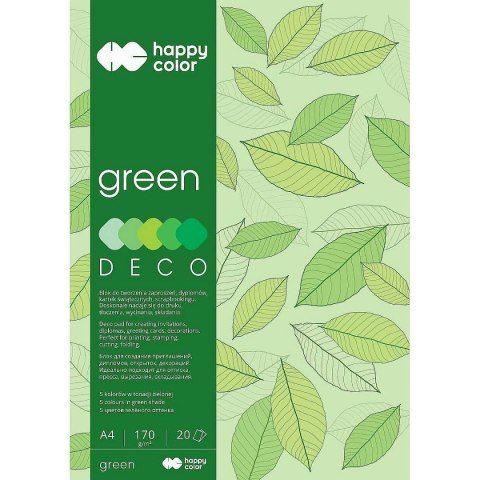 Zeszyt papierów kolorowych Deco Green A4 170g 20k [mm:] 210x297 Happy Color (HA 3717 2030-052)