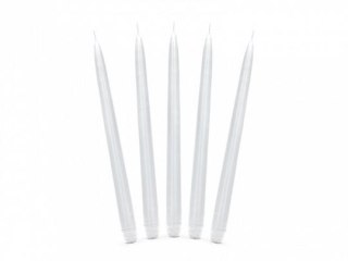 Świeca Stożkowa matowy biały 1op/10szt biały [mm:] 240 Partydeco (SKMET-008)