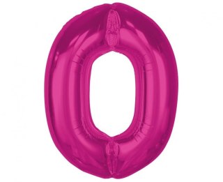 Balon foliowy Smart cyfra 0, różowa, 92 cm Godan (CH-S9R0)