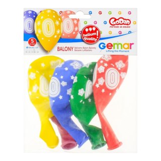 Balon gumowy Premium Hel z nadrukiem 0, 13 cali/5 sztuk mix Godan (GS120/0)