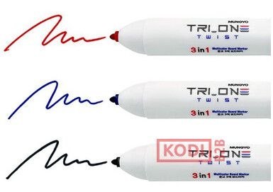 Marker suchościeralny 3w1 czarny,czerwony,niebieski 8807093405215 wkład (różne) 0.8-1.6mm okrągła końcówka Mungyo (TT8897)