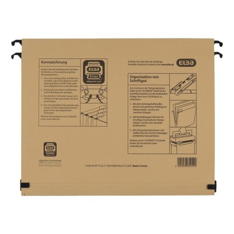 Teczka zawieszkowa Vertic Ultimate z poszerzanym dnem 2 cm A4 brązowy karton 320g Elba (100552068)