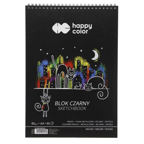 Blok artystyczny czarny A4 80g 40k Happy Color (HA 3808 2030-K40)