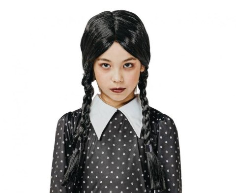 Peruka dla dzieci czarne warkocze (bez grzywki) Godan (SL-PCWG)