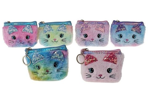 Portfel pluszowy 13x10cm, zapinany zamkiem mix Adar (597006)