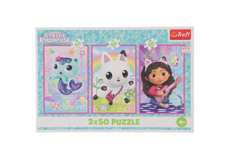 Puzzle Gabby Poznajcie Gabby i kotki 3x50 el. Trefl (34876)
