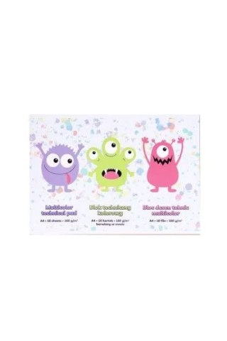 Blok techniczny Barwiony w masie A4/10 Potworki A4 biały 160g 10k Pilot (160g)