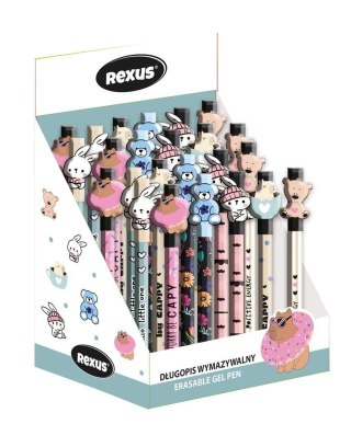 Długopis wymazywalny CUTE wymazywalny wkład niebieski 0,5mm Rexus (24 szt displ)