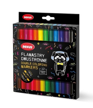 Flamaster dwustronne 12 kol. Rexus (9730)