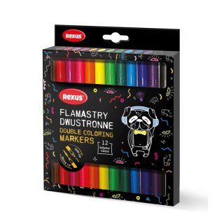 Flamaster dwustronne 12 kol. Rexus (9730)