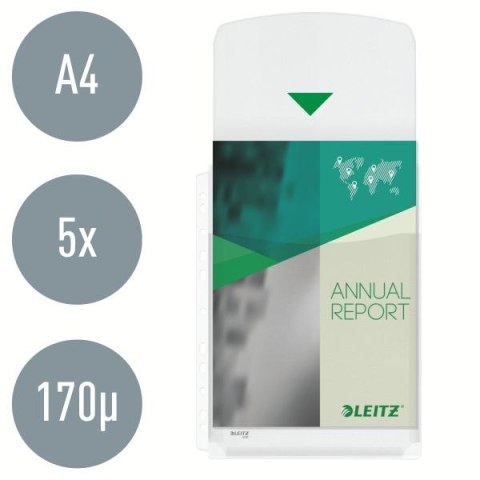 Koszulki na dokumenty krystaliczne A4 kolor: przezroczysty górna klapka 170 mic. Leitz (47573003)