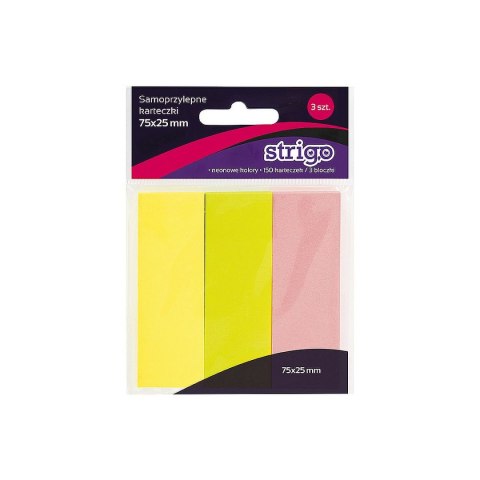 Notes samoprzylepny (karteczki) karteczki neonowe mix 150k [mm:] 75x25 Strigo (SSN007)
