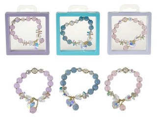 Bransoletka śred.6cm, rozciągliwa, szklane koraliki z metalowymo elementami, w ozdobnym pudełku Adar (607163)