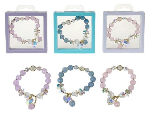 Bransoletka śred.6cm, rozciągliwa, szklane koraliki z metalowymo elementami, w ozdobnym pudełku Adar (607163)