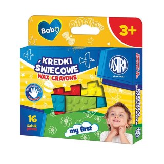 Kredki świecowe kształcie klocków 16 kol. Astra Baby (316023010)