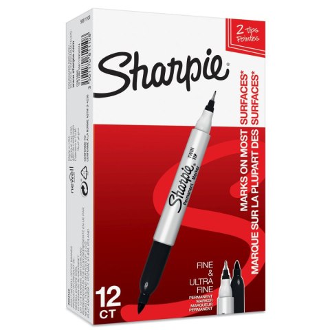 Marker permanentny TWIN TIP wkład czarny okrągła końcówka Sharpie (S0811100)