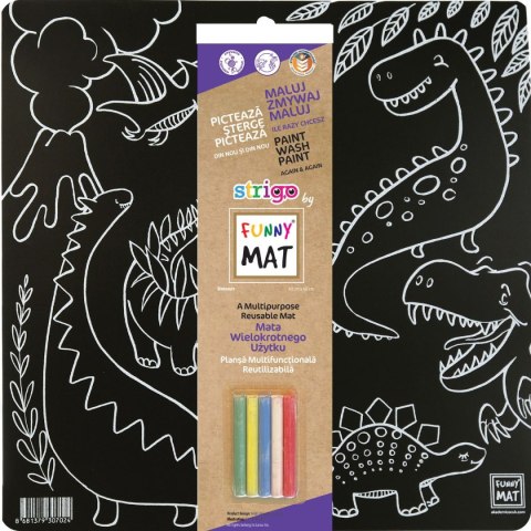 Podkład na biurko FUNNY MAT BLACK DINOZAURY sfu702 czarny polipropylen PP [mm:] 400x400 Strigo (8681379307024)