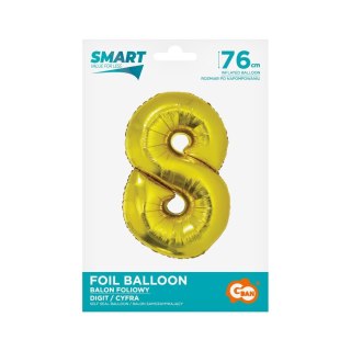 Balon foliowy Smart cyfra 8 złota 76cm Godan (CH-SZL8)