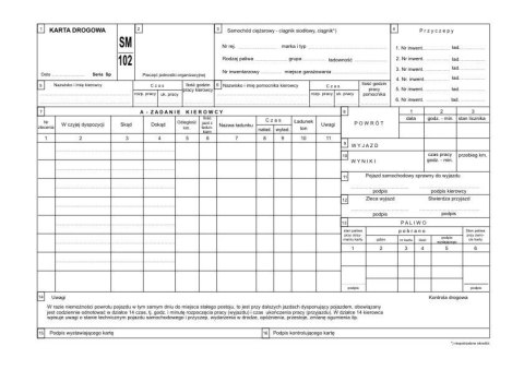 Druk offsetowy Karta drogowa A4 100k. Stolgraf (K60)