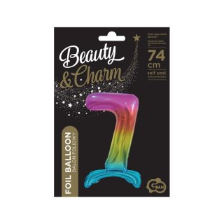 Balon gumowy Beauty&Charm cyfra stojąca tęczowa tęczowa 750mm 30cal Godan (BC-AST7)