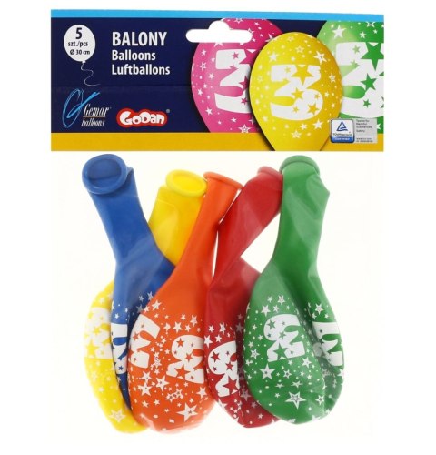 Balon gumowy Z NADRUKIEM 5 szt mix Godan (GS110/3)