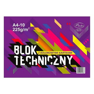 Blok techniczny A4 kolorowy 225g 10k Protos