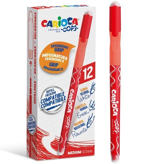 Długopis wymazywalny Oops wymazywalny wkład czerwony 0,7mm Carioca (160-2355)