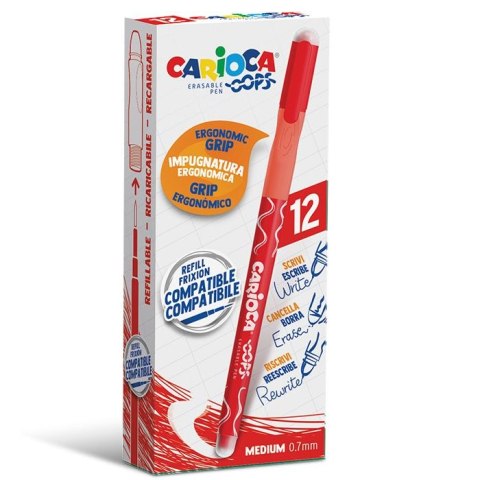 Długopis wymazywalny Oops wymazywalny wkład czerwony 0,7mm Carioca (160-2355)