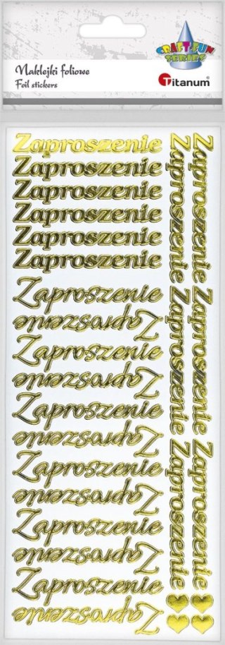 Naklejka (nalepka) Craft-Fun Series napis „Zaproszenie" złoty Titanum