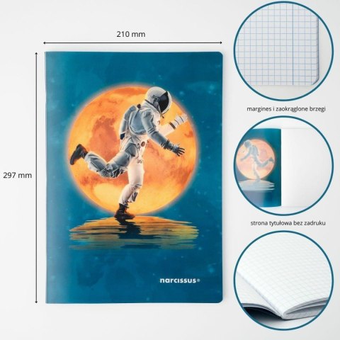 Zeszyt cosmo PP A4 32k. 80g krata Narcissus