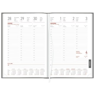 Kalendarz książkowy (terminarz) tygodniowy ALUMINIUM SREBRNY A4 Wydawnictwo Wokół Nas (237 A4TB)