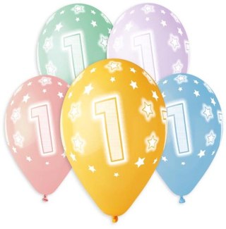 Balon gumowy Premium Hel z nadrukiem 1, 13 cali/5 sztuk mix 330mm 13cal Godan (GS120/1)