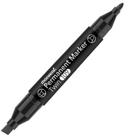 Marker permanentny TWIN 109 wkład czarny okrągła/ścięta końcówka Monami (160-2455)