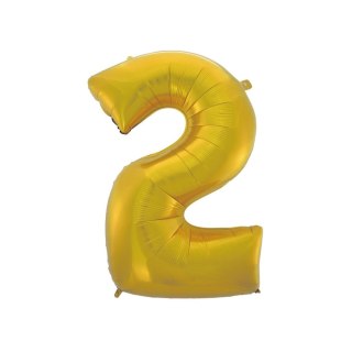 Balon foliowy złoty matowy cyfra 2 45 cali 45cal Godan (hs-c45zm2)