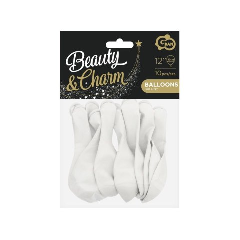 Balon gumowy Beauty&Charm pastel białe 10szt. biała 300mm 12cal Godan (CB-1PBI)