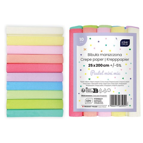 Bibuła marszczona mini pastelowe 5902277265951 mix 297mm x 210mm Interdruk (10szt)