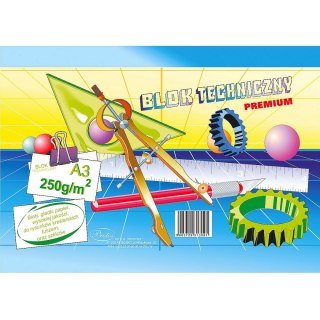 Blok techniczny A3 biały 250g 10k Protos