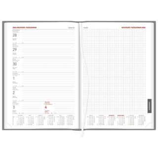 Kalendarz książkowy (terminarz) SREBRNY aluminium TYGODNIOWY Z NOTESEM B5 (237 B5TNB)