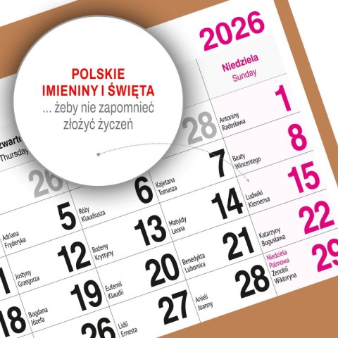 Kalendarz ścienny PLAŻA 310mm x 790mm Press