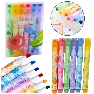 Zakreślacz W Długopisie Owoce Pieczątki Kolorowe Pachnące 6 Szt wkład mix Lean (21901)