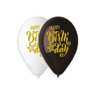 Balon gumowy Happy Birthday 5 szt czerwony 330mm 13cal Godan (GS120/891)