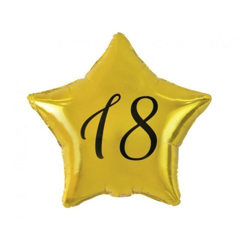 Balon foliowy 18 gwiazda złota, nadruk czarny 19cal Godan (FG-G18Z)
