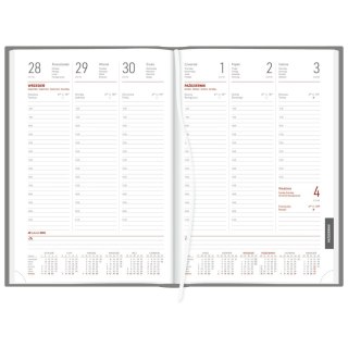 Kalendarz książkowy (terminarz) SREBRNY aluminium TYGODNIOWY B5 (237 B5TB)