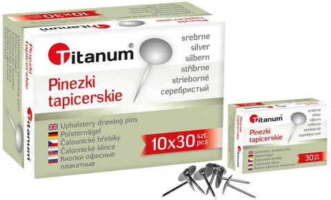 Pinezki tapicerskie Titanum srebrne 30 szt.