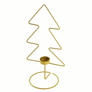 Świecznik choinka tealight metal złoty 33cm Home And Garden (0127)