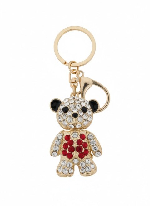 Brelok metalowy miś stojący z cyrkoniami pakowany po 1 szt.