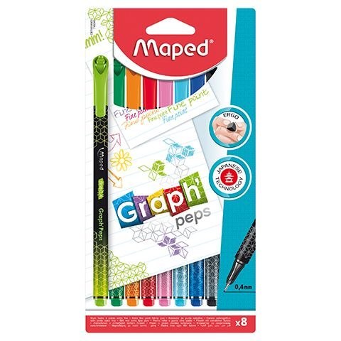 Cienkopis GRAPH PEPS DECO wkład mix 0,4mm 8kol. Maped (749048)
